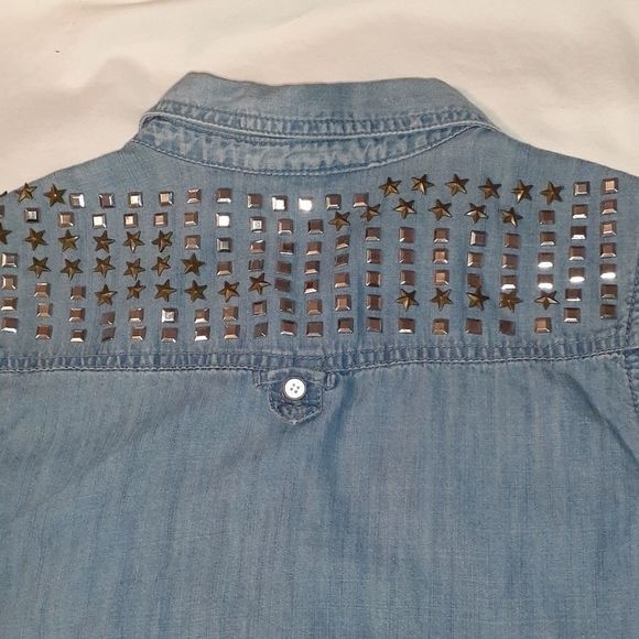 INC Sleeveless Denim Studded‎ Shirt 6 Rocker Punk - Picture 6 of 6